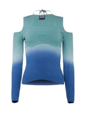 Versace Jeans Couture Cold Shoulder Ombré Rib Knit tie Top Women’s XS Designer